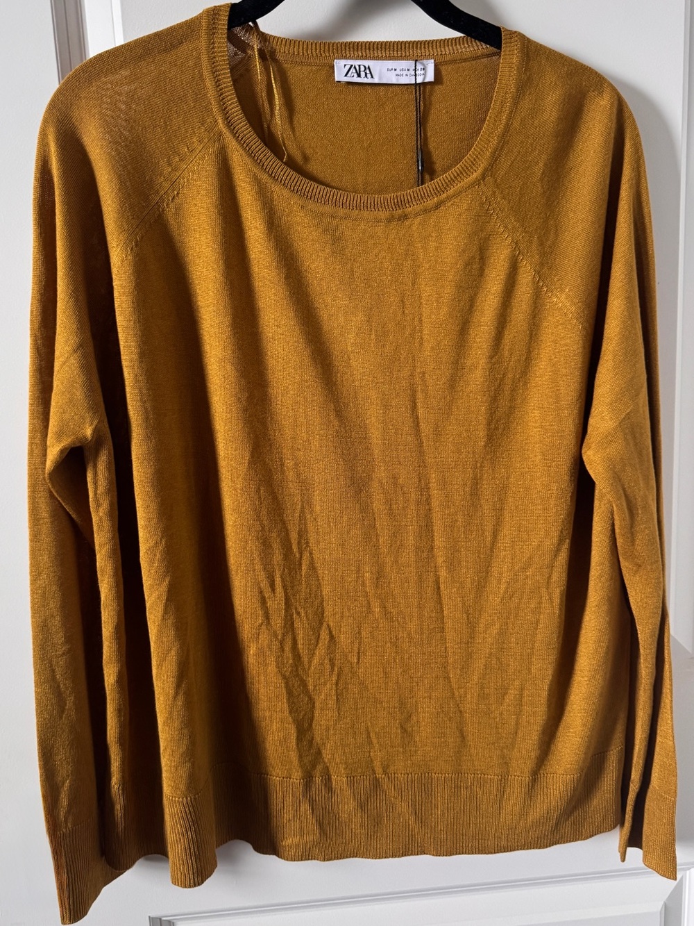 NWT-Zara Mustard Yellow Knit Crewneck Sweater-Medium